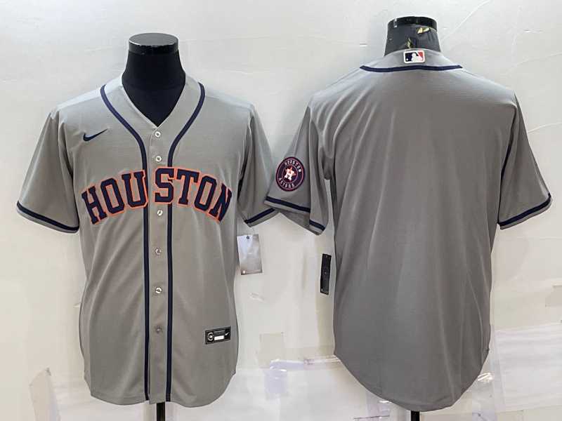 Men%27s Houston Astros Blank Grey With Patch Stitched MLB Cool Base Nike Jersey